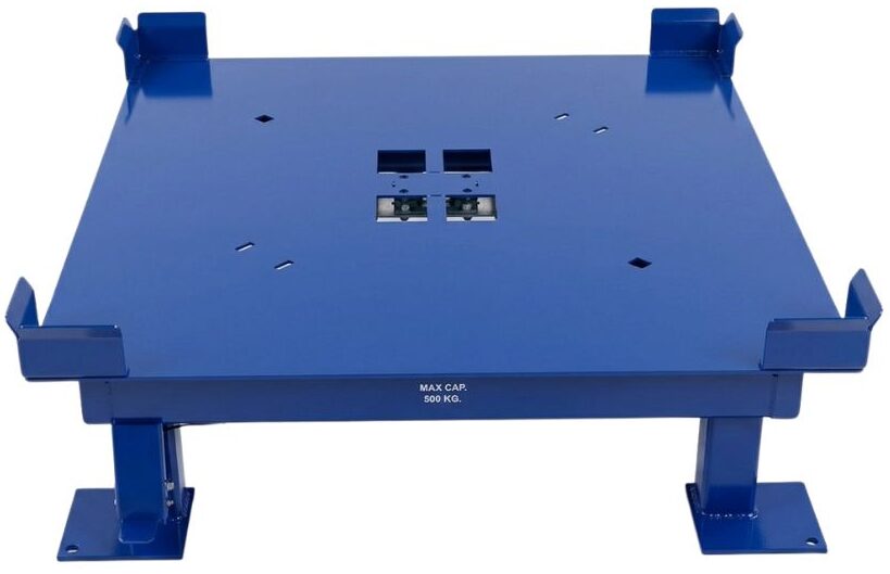 blue pallet turntable with a rotating top